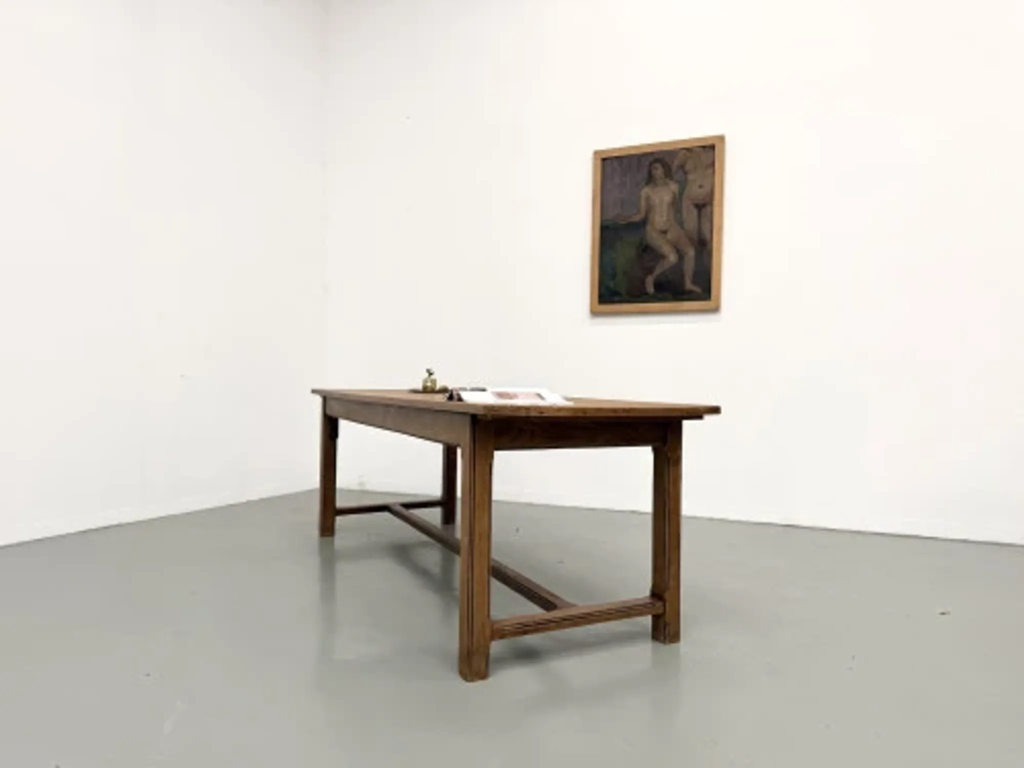 Solid oak farmhouse table, 1970s