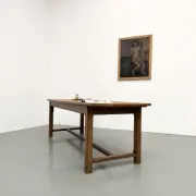 Solid oak farmhouse table, 1970s