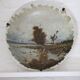 Pair of large hand-painted plates, sailing boat and landscape – late 19th century