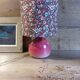 Vintage pink ceramic table lamp, Liberty flower lampshade