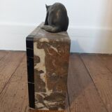 Marble clock and art-deco panthere