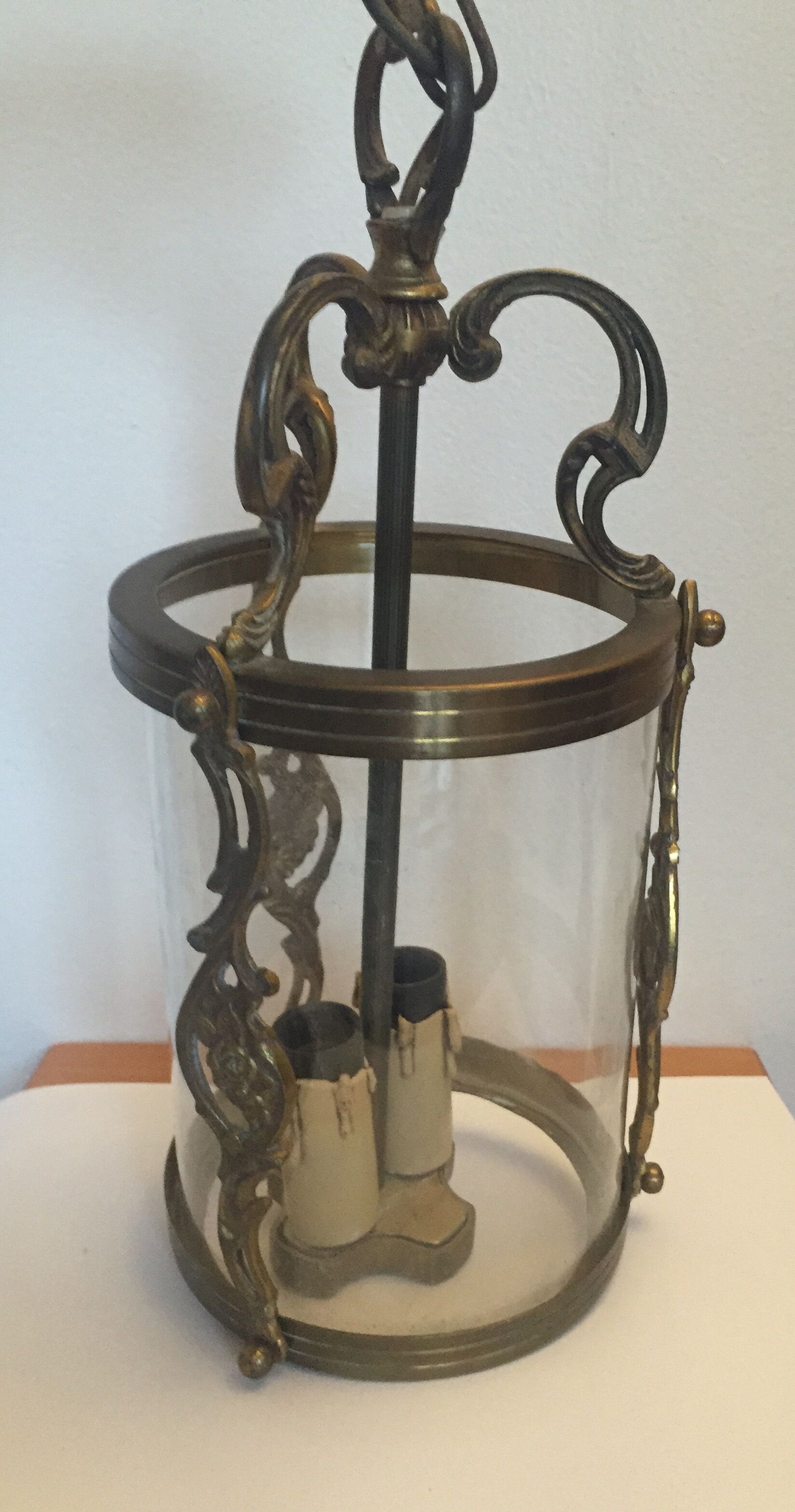 Old lantern in bronze and glass