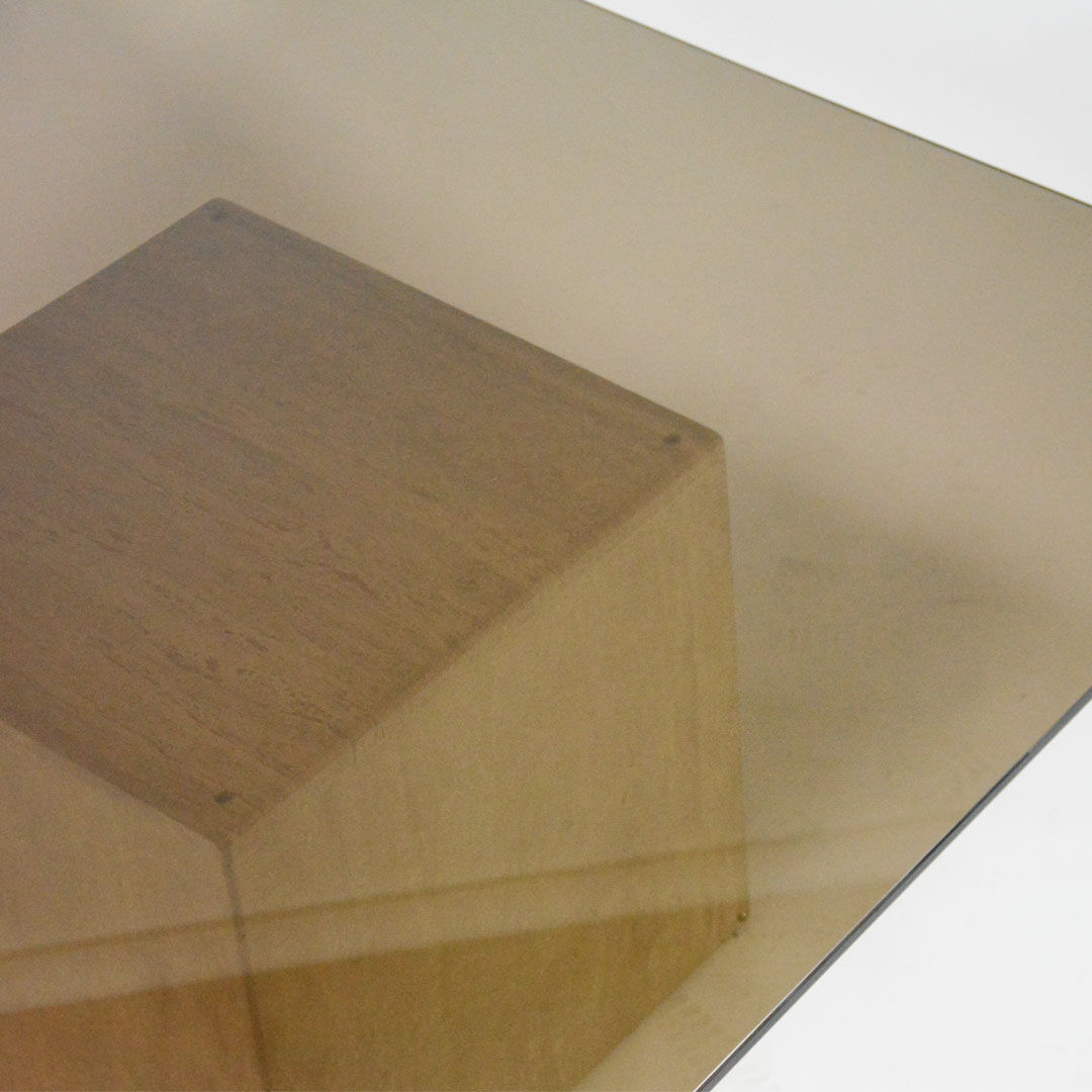 Smoked Glass Travertin coffee table