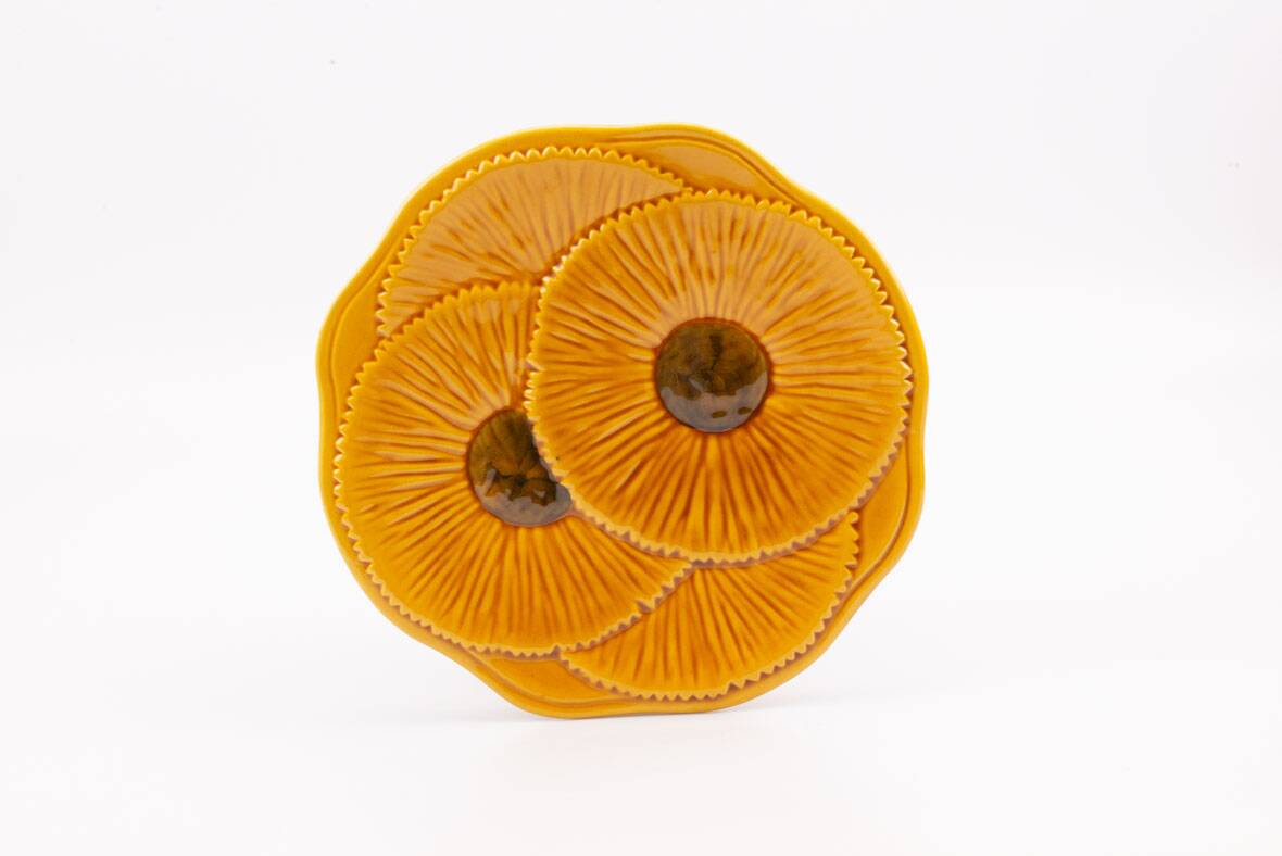 Vintage Vallauris ceramic plate - 1960s yellow floral design