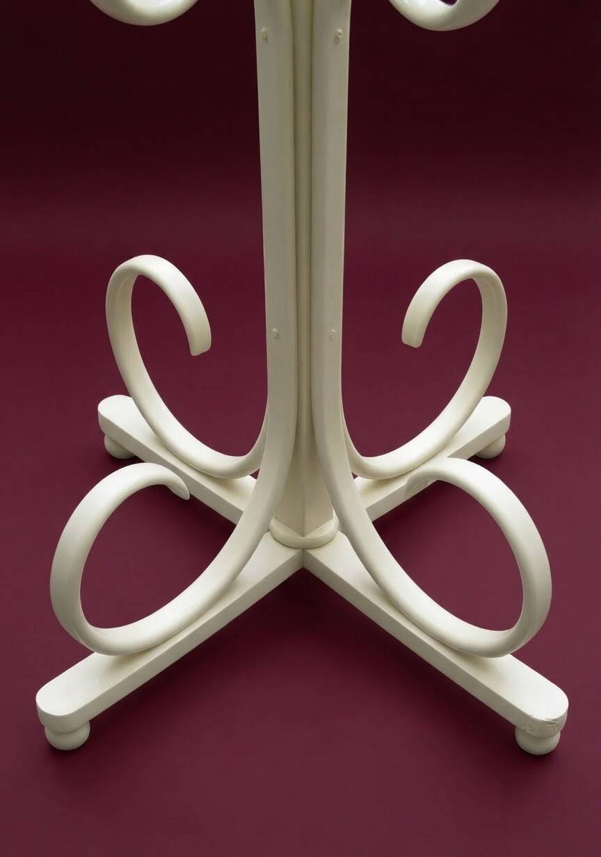 Vintage Cream Curved Wood Thonet Coat Rack