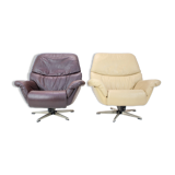 Set of two scandinavian adjustable leather armchairs by peem, 1970s, finland