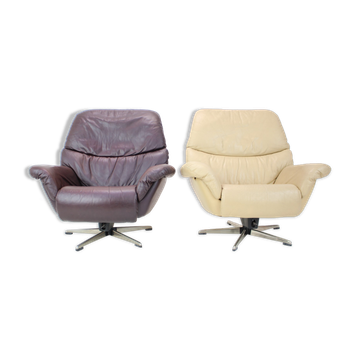 Set of two scandinavian adjustable leather armchairs by peem, 1970s, finland