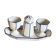 2 Coquetiers & Salière on Art Deco Plateau Blue & White earthenware