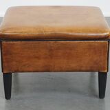 Square Sheepskin Leather Ottoman