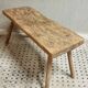 Banc de table d'abattage de table d'appoint antique en bois de hêtre et de châtaignier