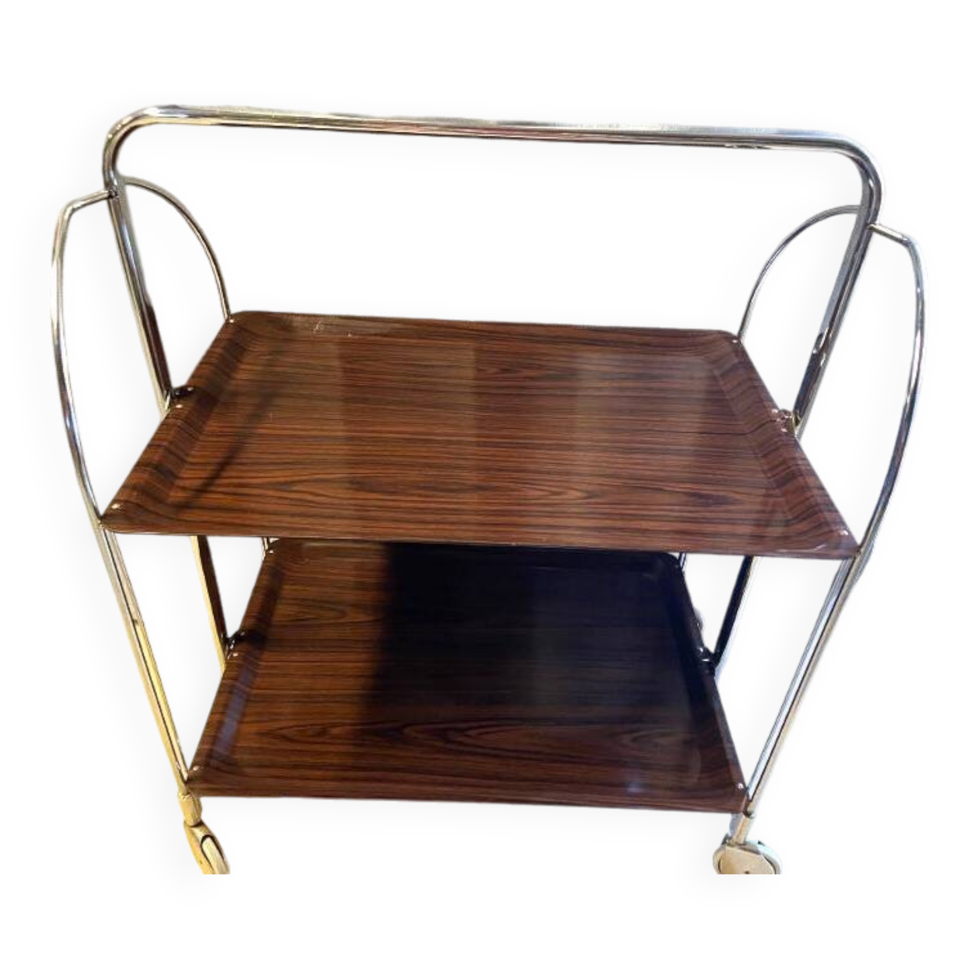 Antique & Vintage Side Table Folding Rolling Serving Cart Bar Design