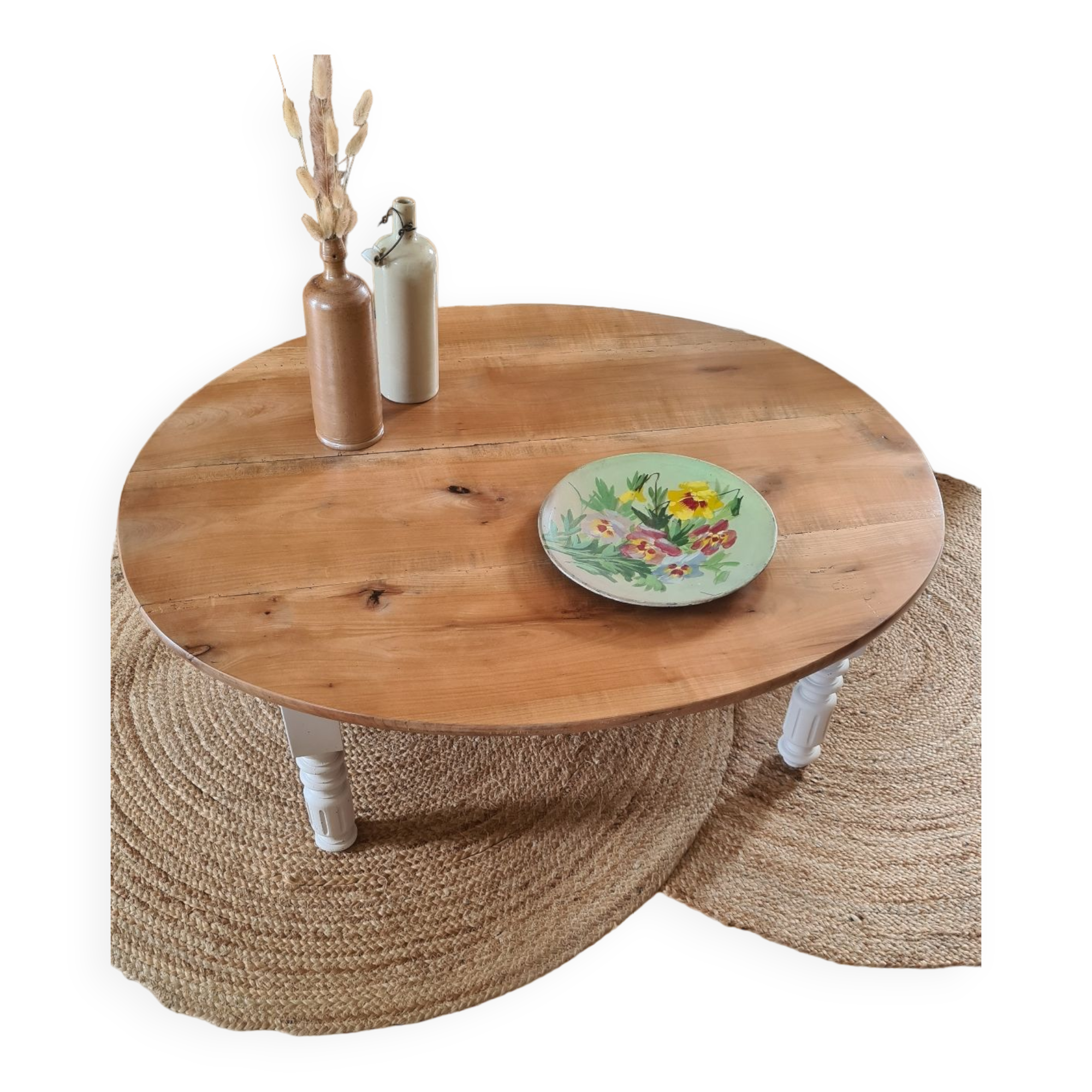 Country charm oval coffee table