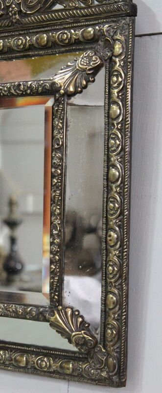 Mirror in repoussé brass, louis xiv style, napoleon iii era – xixth