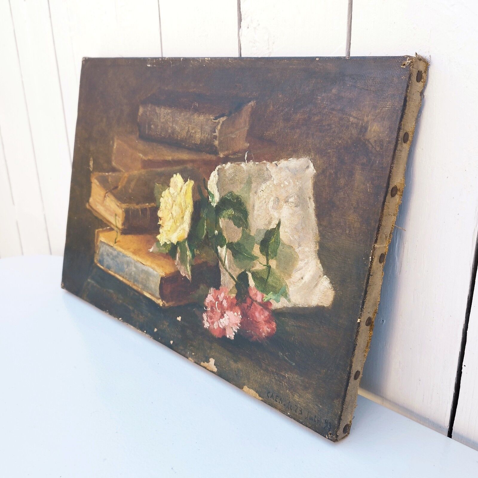 Still Life with Oil on Canvas Books XIXth