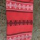 Rectangular tablecloth, Basque household linen in red cotton with black and white embroidery, vintage