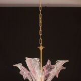 Charming Vintage Pink Flowers Murano Chandelier, 1970