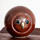 Glazed stoneware owl head, 1950s-60s