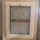 Ancien tableau huile sur toile bouquet de fleurs + cadre bois gris vintage