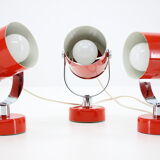 1970s Stanislav Indra Set of Three Red Wall/Table Lamps, Czechoslovakia