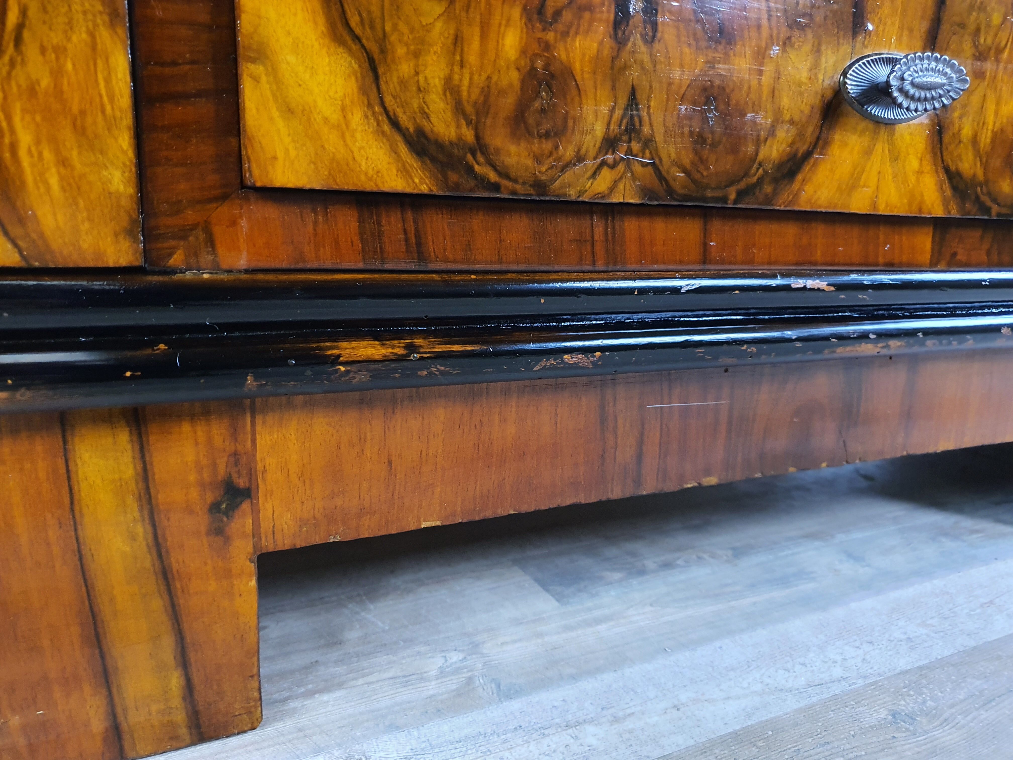 Art deco dining room sideboard in briar with upstand, 1940s