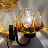 Pair of Murano glass wall sconces, vintage Italian 70s.