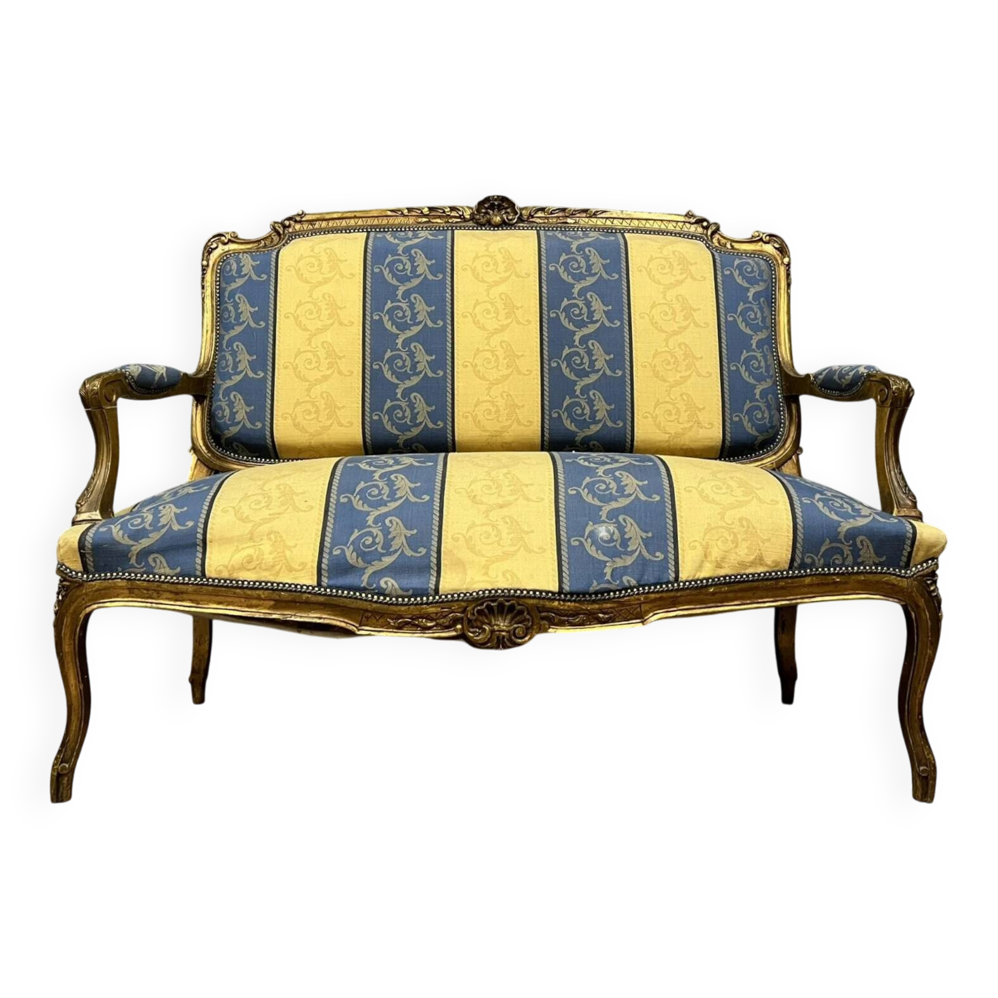 Louis XV style bench in gilded wood, 20th century
