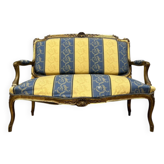 Louis XV style bench in gilded wood, 20th century