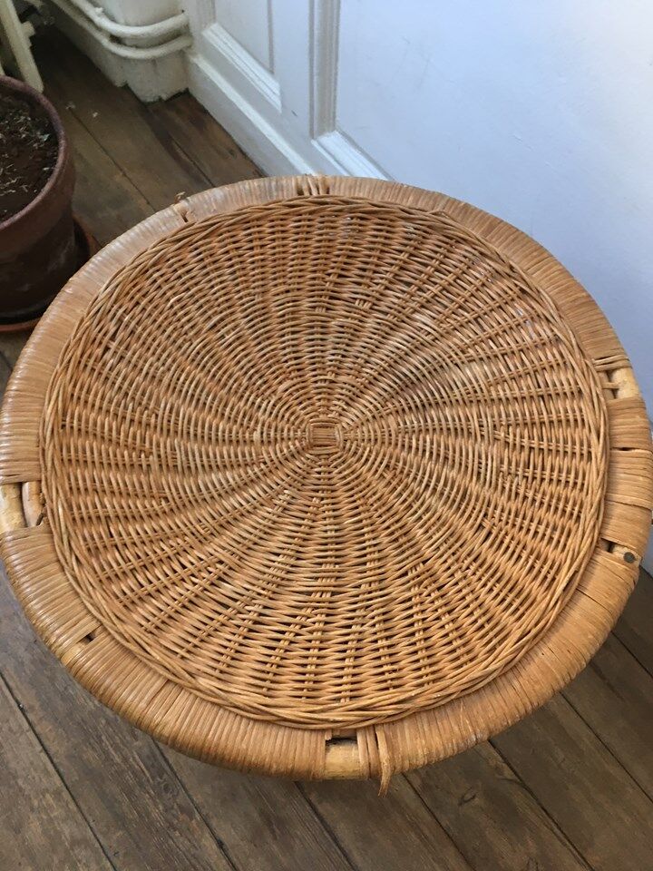 Peacock vintage rattan side table