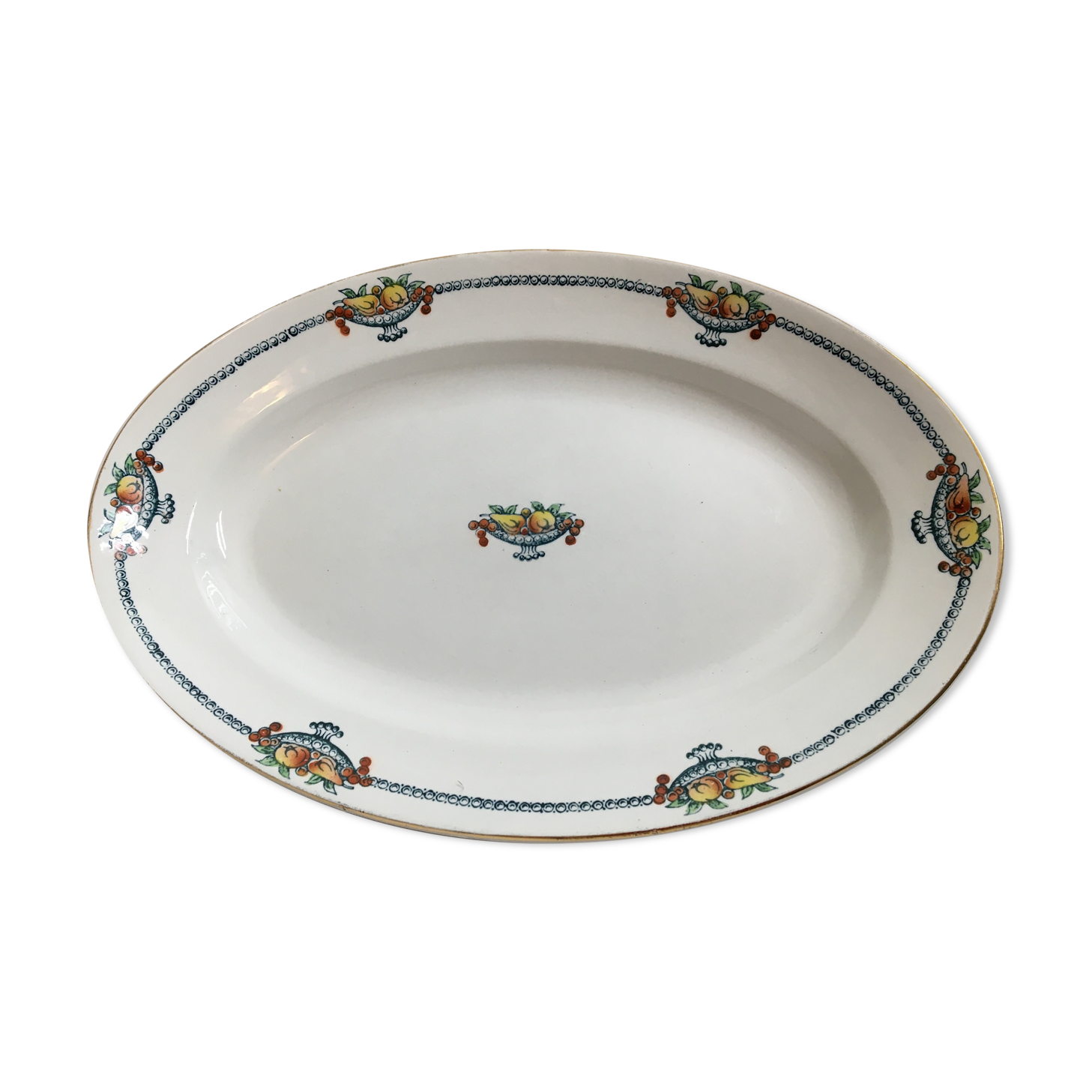 Oval Service Dish "Société des Grands Etablissements Céramique St Amand"