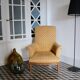 Armchair studded velvet damask vintage English