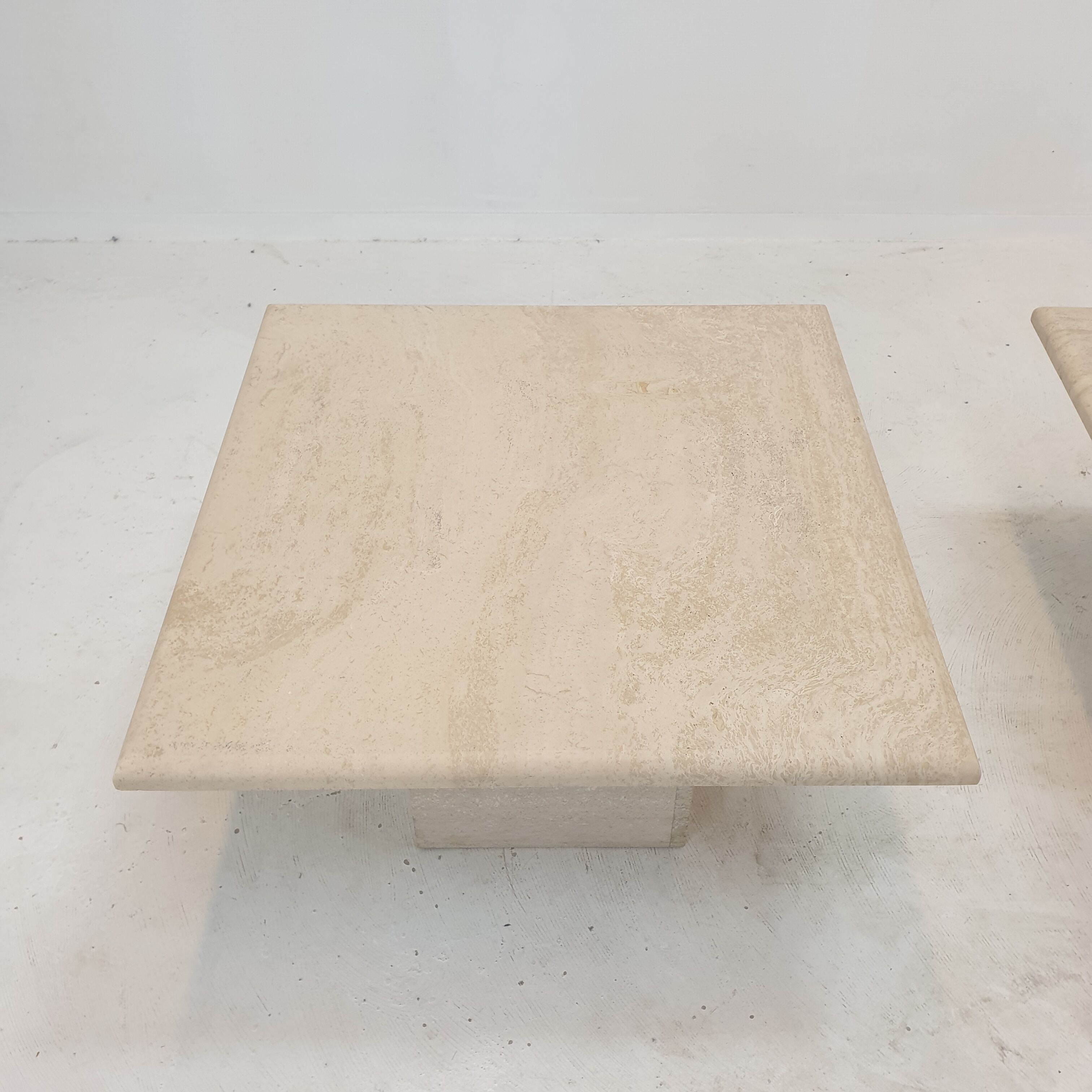 Set of 2 Italian Travertine Coffee or Side Tables, 1980s