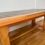 Brutalist wood and ceramic coffee table