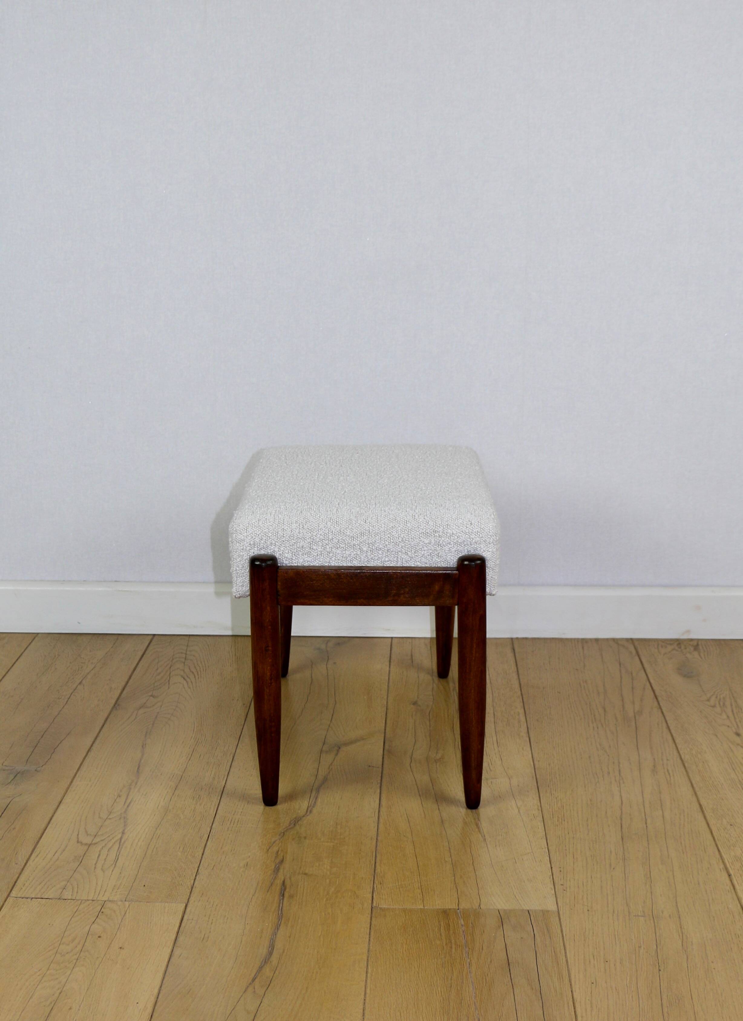 Edmund Homa stool, cream ivory white boucle seat - 2 pieces available