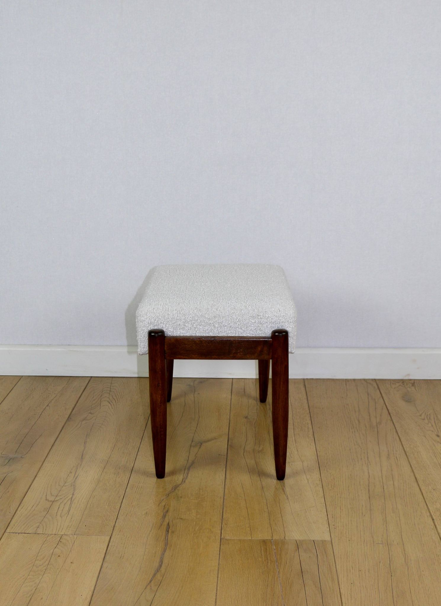 Edmund Homa stool, cream ivory white boucle seat - 2 pieces available