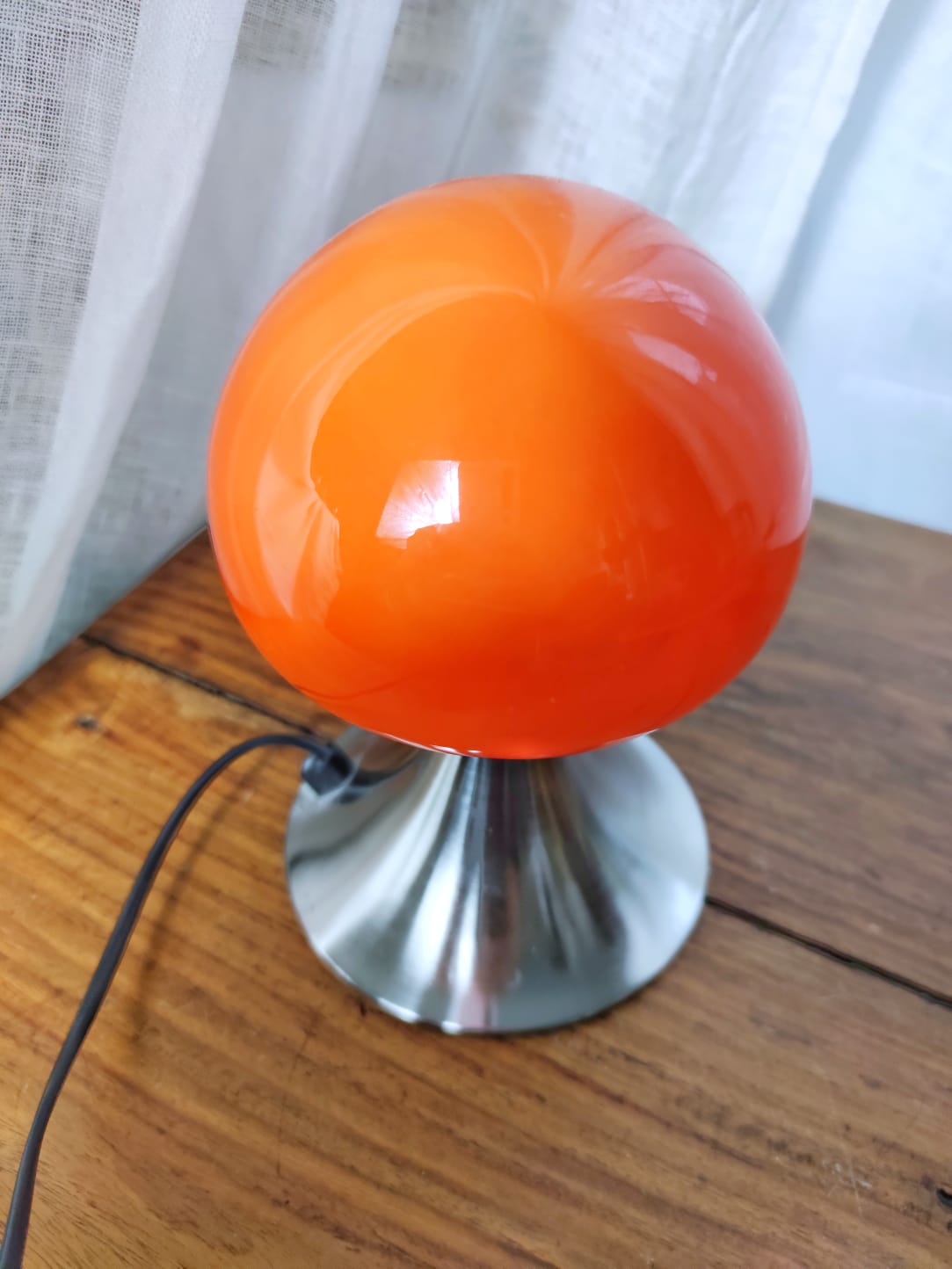 Small orange vintage mushroom lamp