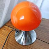 Small orange vintage mushroom lamp