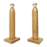 Set of 2 arlus lamp bases in vintage wooden geometric shape