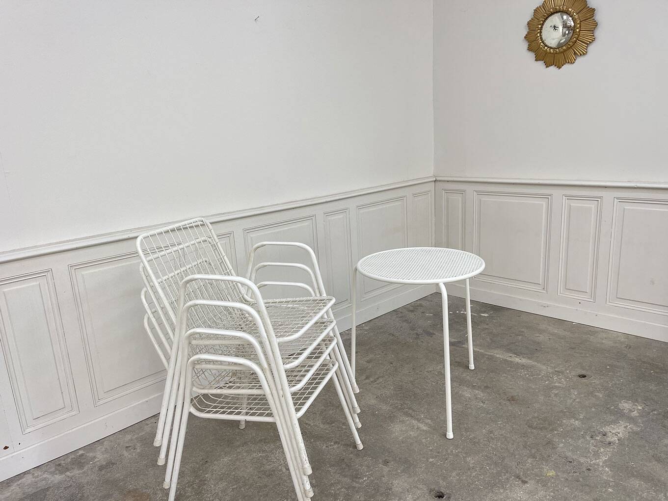 Emu 1970 garden furniture in white lacquered metal