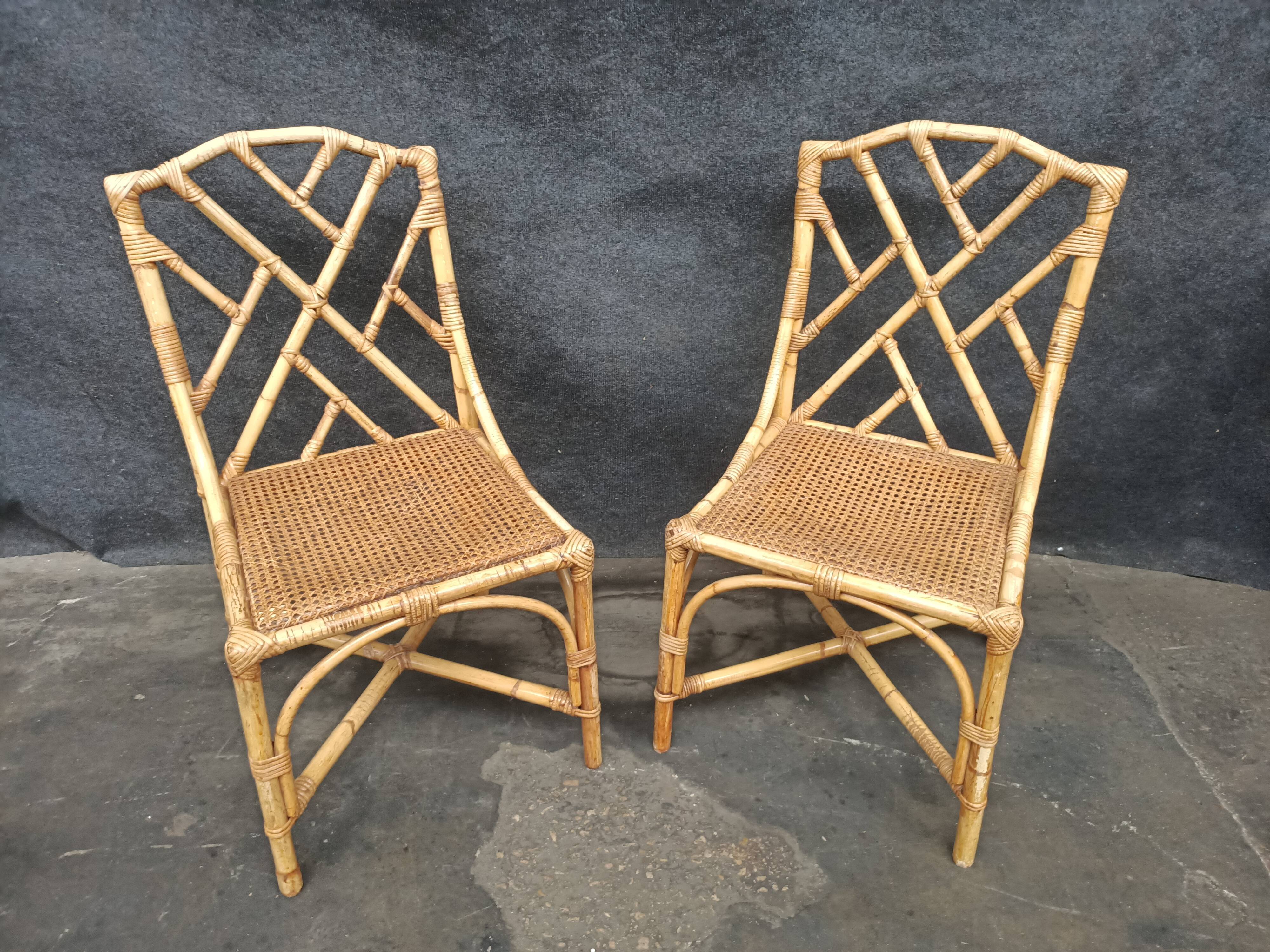 Pair of rattan chairs Italian work