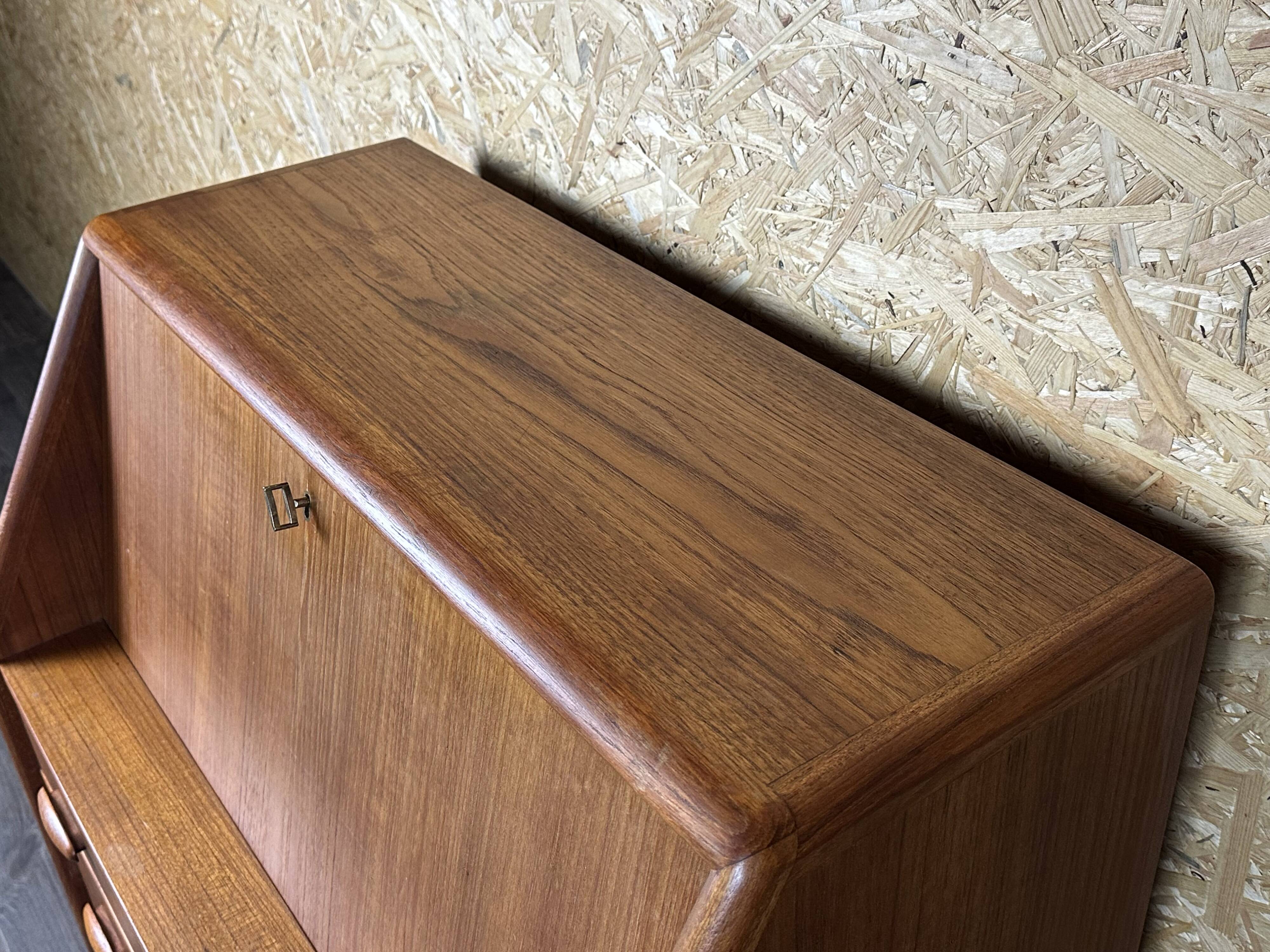 60s 70s teak secretary chest of drawers Danish Modern by Dyrlund Denmark