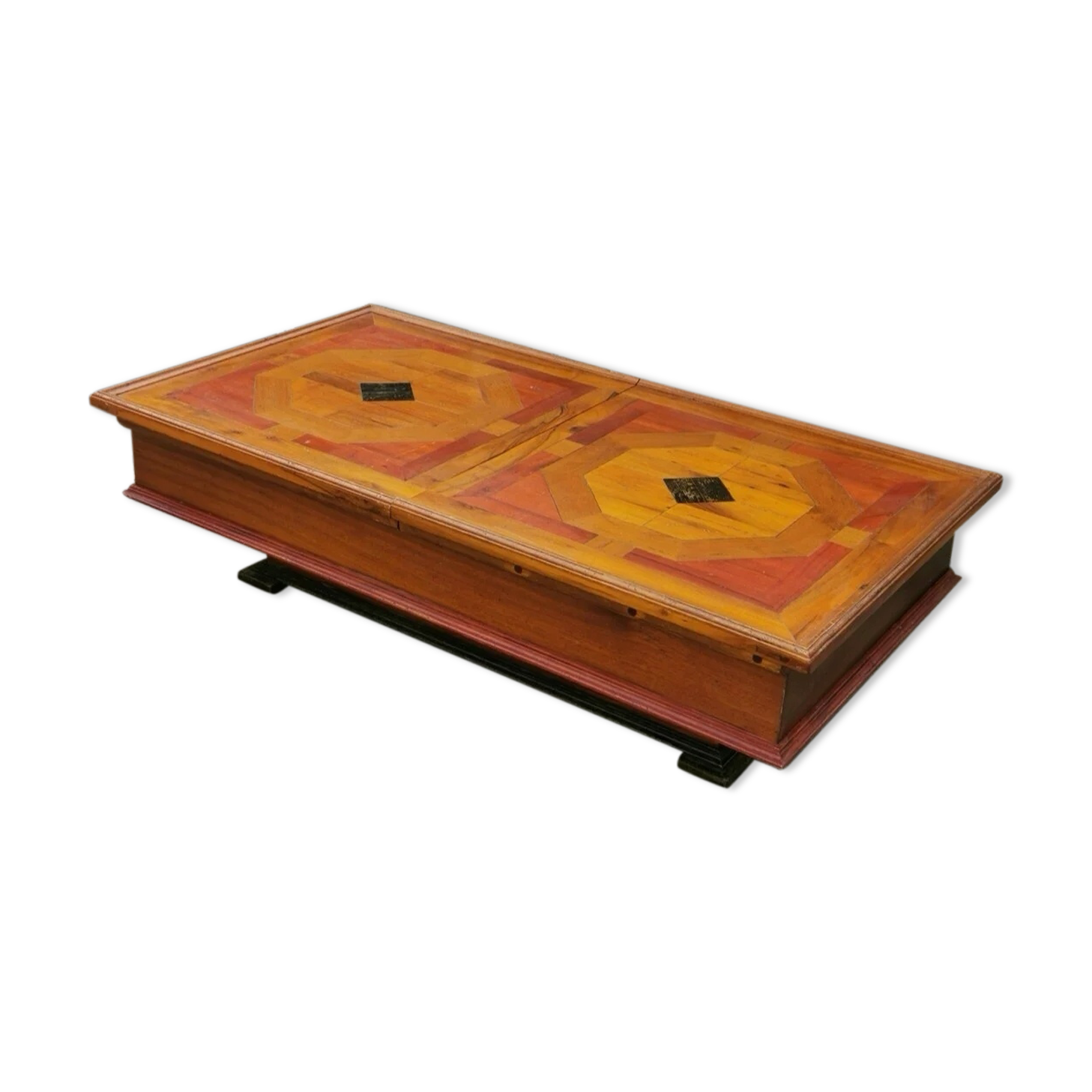 Inlaid bar coffee table in numbered exotic wood