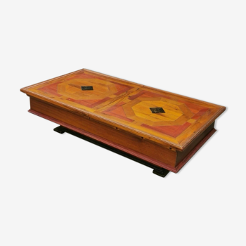 Inlaid bar coffee table in numbered exotic wood