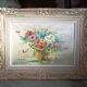 Peinture huile sur toile vintage décor floral cadre Montparnasse