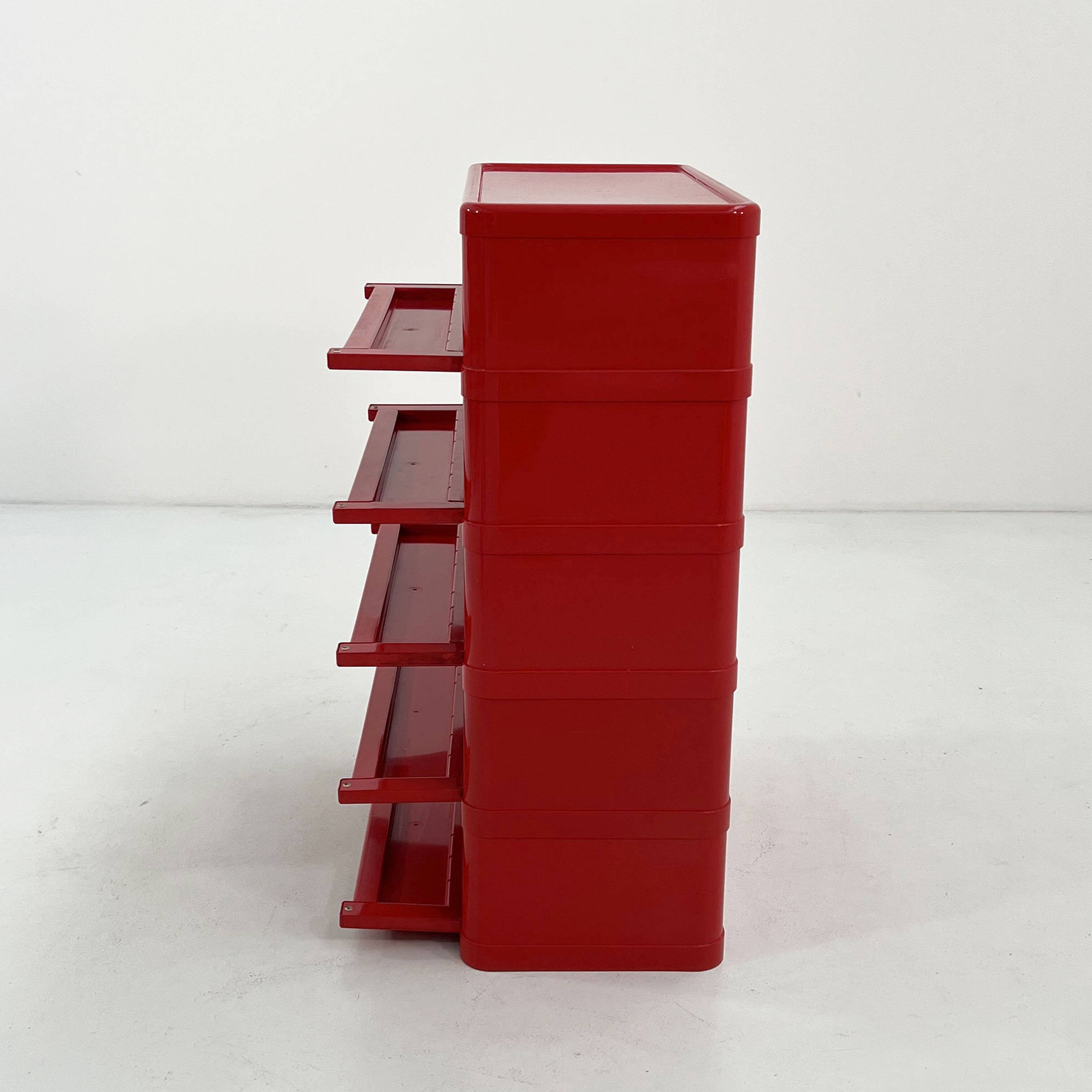 Red cabinet model "4964" by Olaf Von Bohr for Kartell, 1970