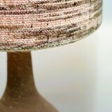 Vintage XL ceramic floor lamp with textured wool shade, 1970s. France