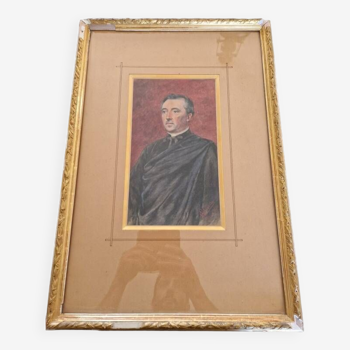Luigi Olivetti (1856-1941) - Watercolor on paper - "Portrait of a man, religious?" - Rome 1891