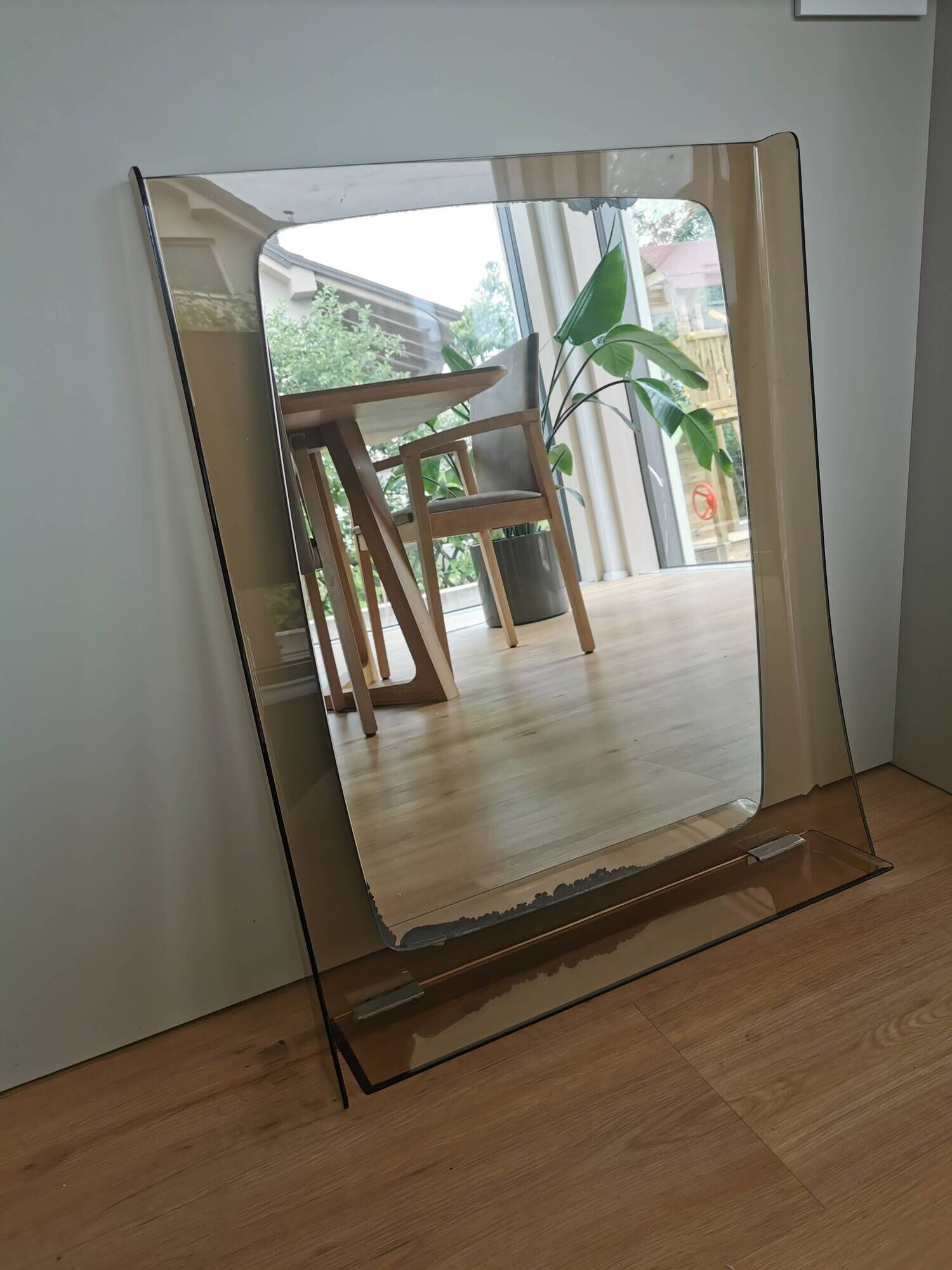 Vintage Wall Mirror with Shelf: 1970s Hollywood Regency Decor