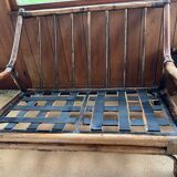 Complete bamboo rattan lounge set with armchair x2, sofa, coffee table