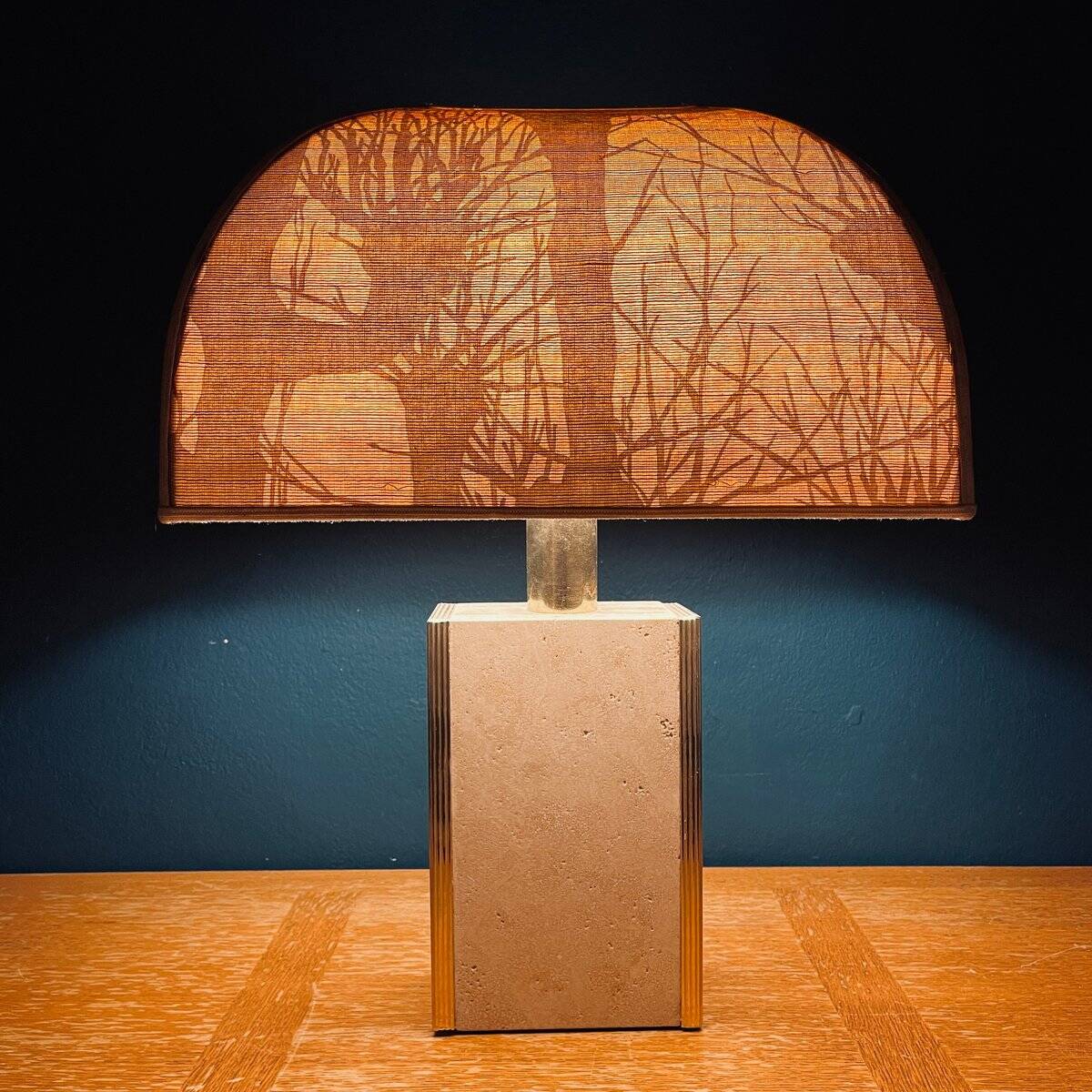 Travertine marble table lamp, Italy, 1970s