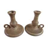 Pair of stoneware candle holders
